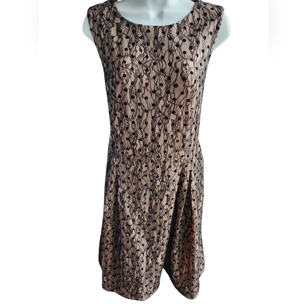 JW Jason Wu Sleeveless Pink Black Lace Overlay Dress Size XL